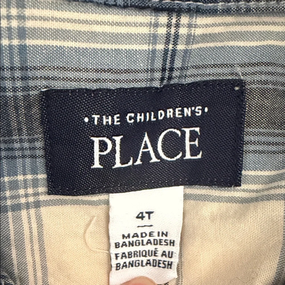 The Children's Place Blue and Cream Plaid Button Down Shirt